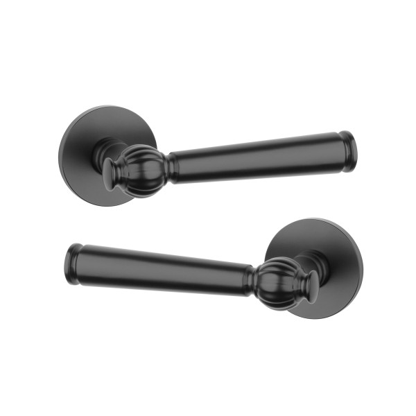 Дверна ручка STILE TUKA R 7S ST чорний матовий BLACK(тонка розетка)