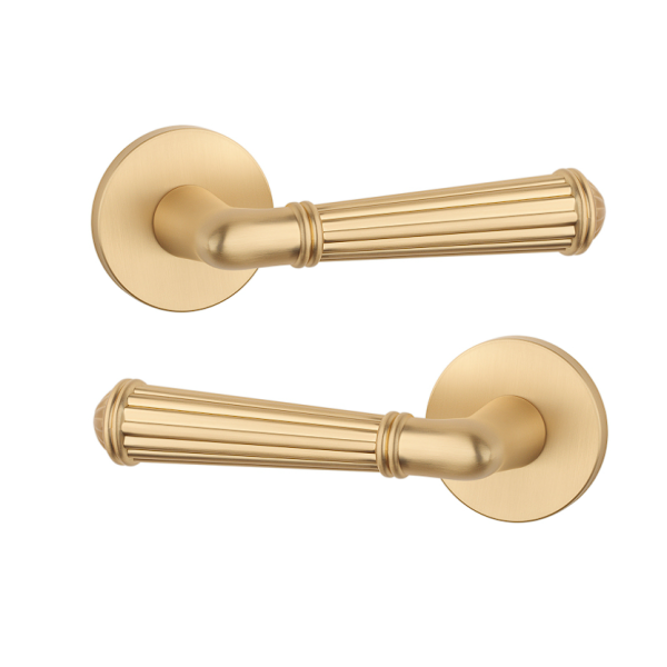 Дверна ручка STILE ARIDA R 7S ST матова латунь GOLD SATIN (тонка розетка)