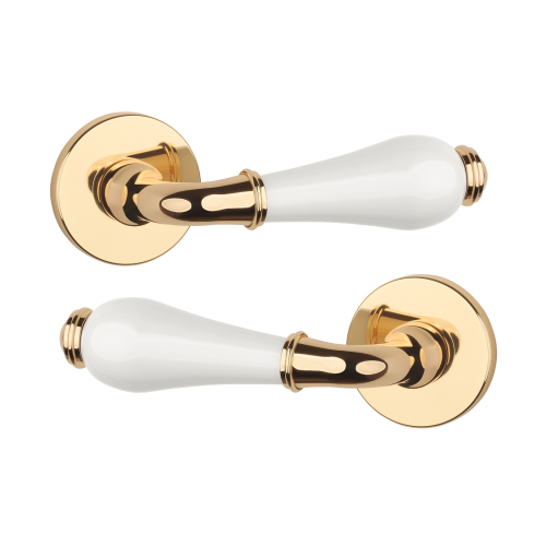 Дверна ручка APRILE DIANELLA R 7S AS поліроване золото/біла кераміка LG/WHITE CERAMICS(тонка розета) Дверна ручка APRILE DIANELLA R 7S AS поліроване золото/біла кераміка LG/WHITE CERAMICS(тонка розета)