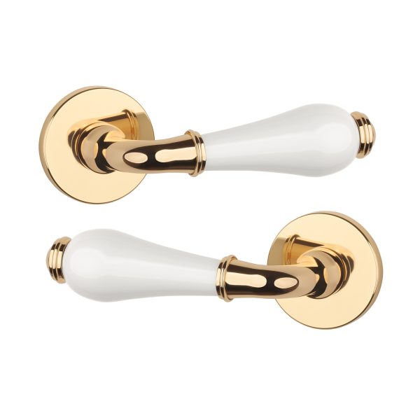 Дверна ручка APRILE DIANELLA R 7S AS поліроване золото/біла кераміка LG/WHITE CERAMICS(тонка розета)