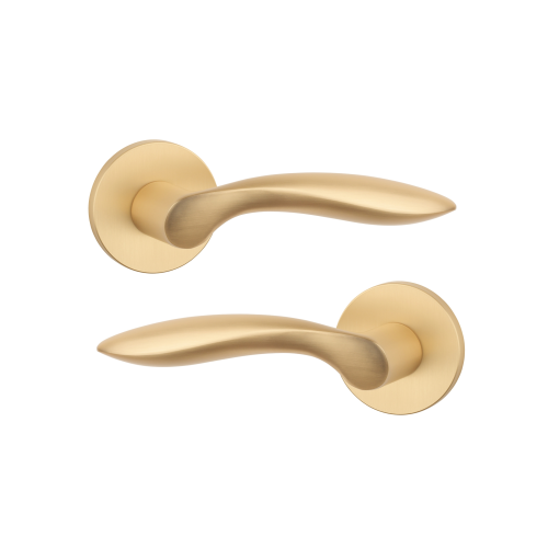 Дверна ручка STILE PULIA R 7S ST матова латунь GOLD SATIN(тонка розетка)