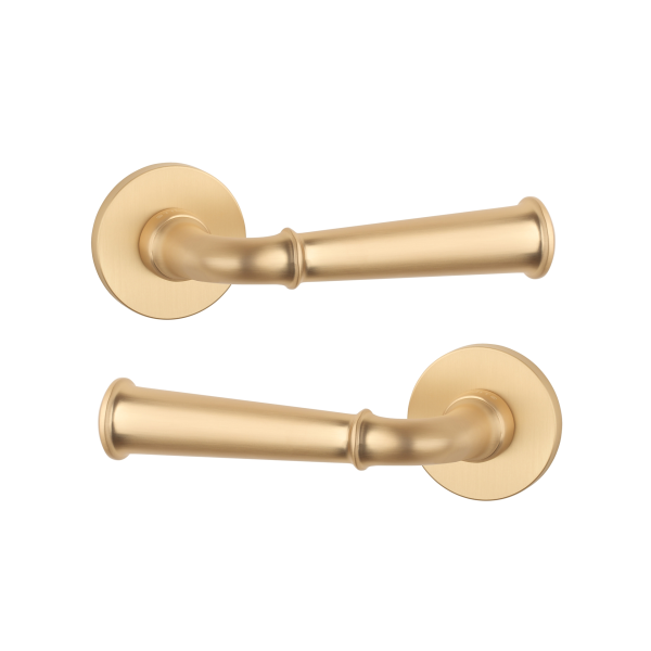Дверна ручка STILE IBRA R 7S ST латунь матова GOLD SATIN(тонка розетка)