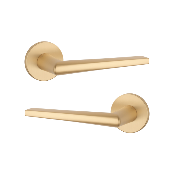 Дверна ручка STILE SALTA R 7S ST матова латунь GOLD SATIN (тонка розетка)