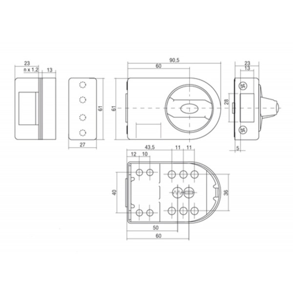 GERDA Замок накладной ZN-100, цилиндр RIM E1, графит