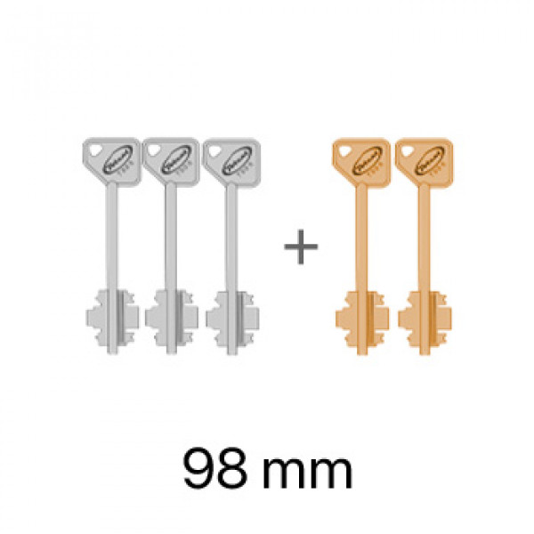 Набір ключів до замків серії 7100/8100 з гостьовим ключем - 3+2 ключів - 98 мм
