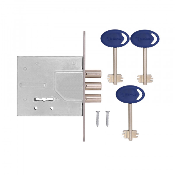 Замок врізний сувальдний, 3 ключа/цинк, бексет 51 мм, 3 ригеля/11мм, додатковий