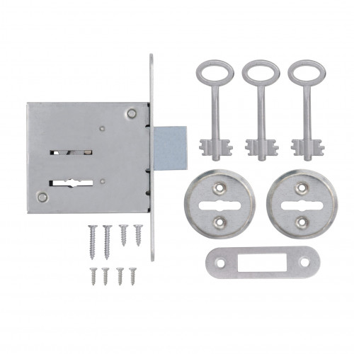 Замок врізний сувальдний, 3 ключа/ЦИНК, бексет 55 мм, суцільний ригель, додатковий