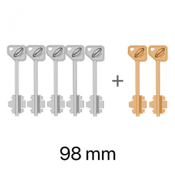 Набір ключів до замків серії 7100/8100 з гостьовим ключем - 5+2 ключів - 98 мм