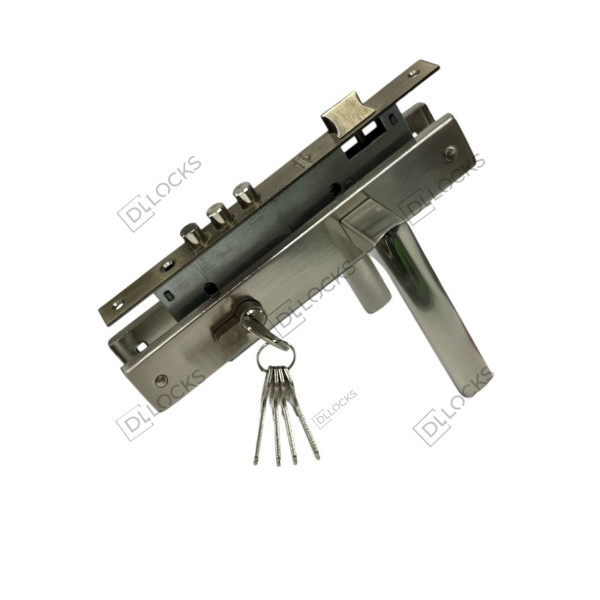 Замок для вхідних дверей з ручкою 85mm/45mm Сатин