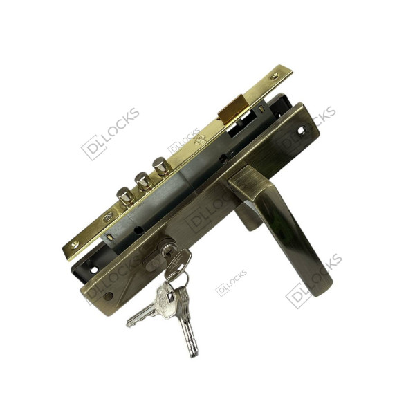 Замок для вхідних дверей з ручкою 85mm/45mm Бронза