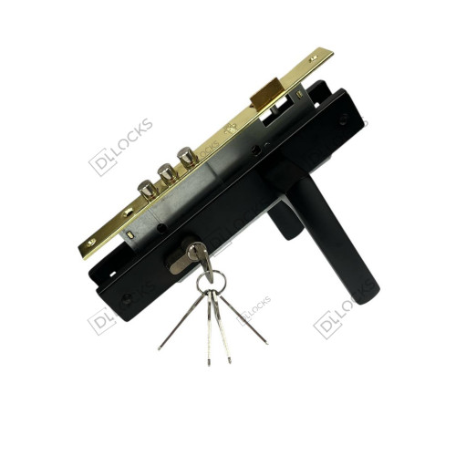 Замок для вхідних дверей з ручкою 85mm/45mm Чорний