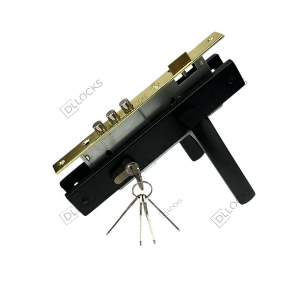 Замок для вхідних дверей з ручкою 85mm/45mm Чорний