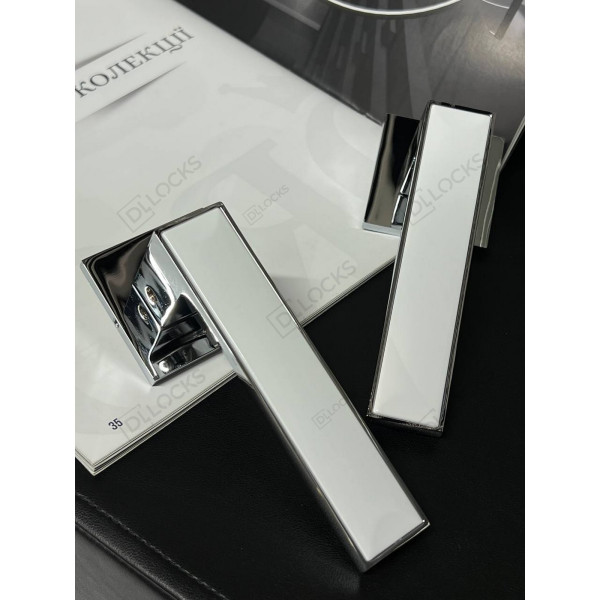 Дверна ручка на розеті slim Vortex ZSL - 46 CP / WHITE - хром полірований +біла вставка